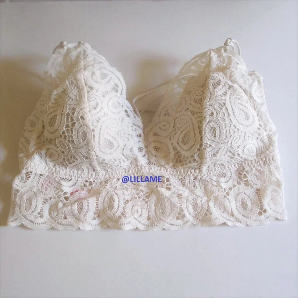 PINK Victoria Secret Lace Lightly Padded Push Up Bralette Bra Wireless Strappy - Picture 3 of 8